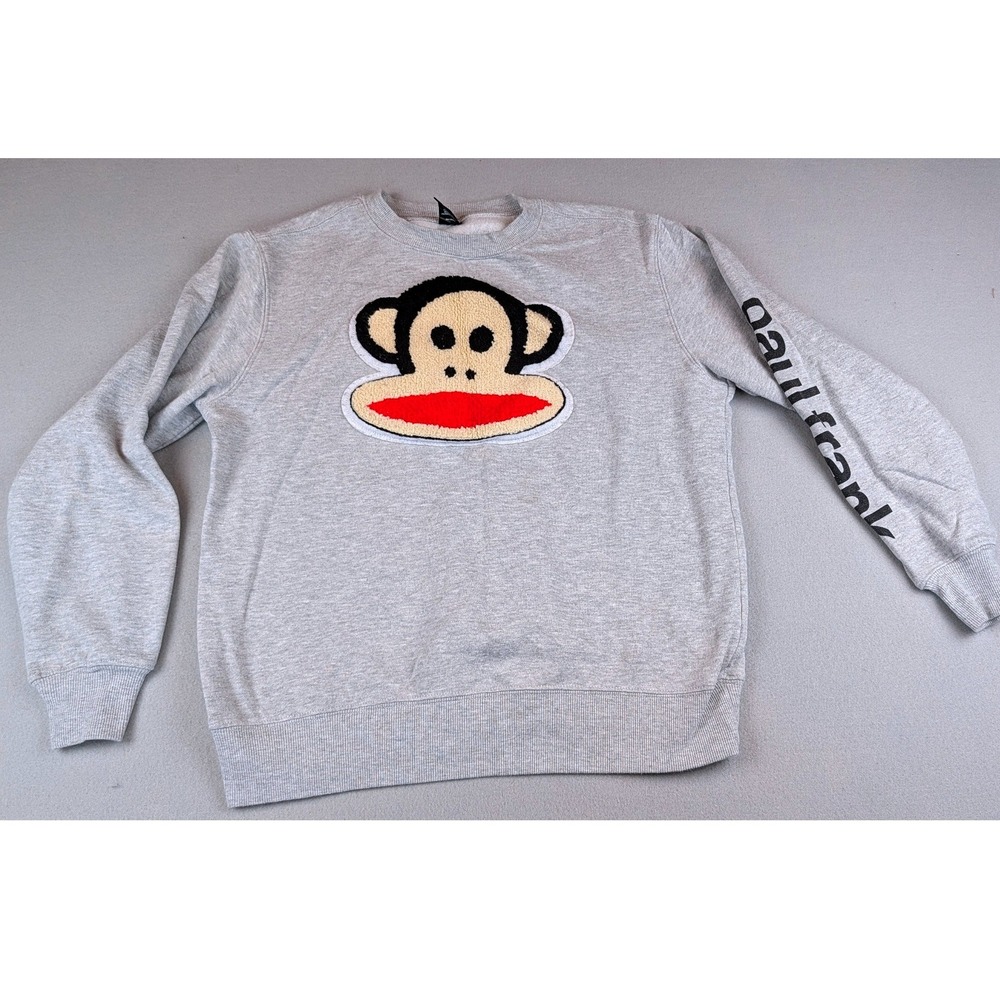 Paul Frank Juniors Julius Monkey Chenille Patch Sweatshirt Gray Medium